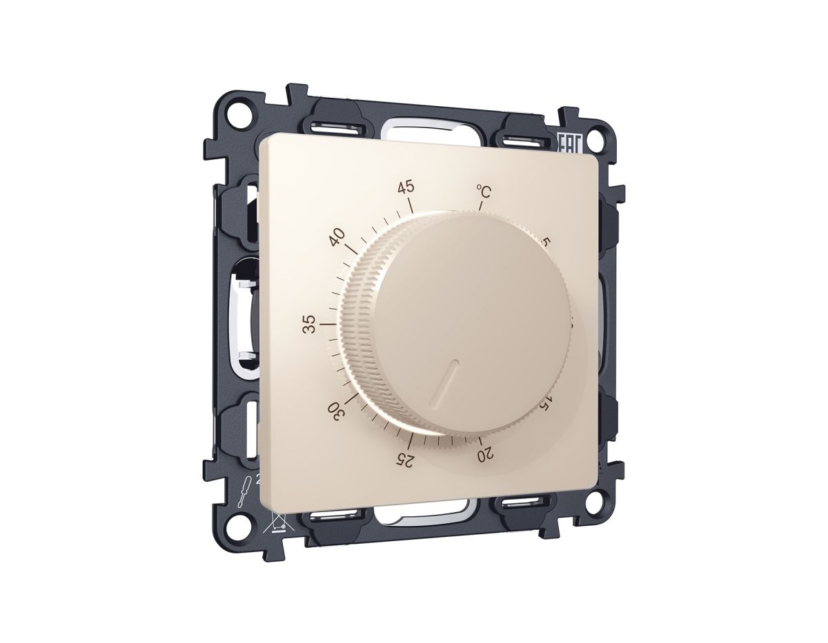 Комплект механизма терморегулятора с датчиком для теплого пола с подсветкой 16A-250V Alfa Бежевый матовый Quant Ambrella Volt MA325710 (AP3257, VM1381)