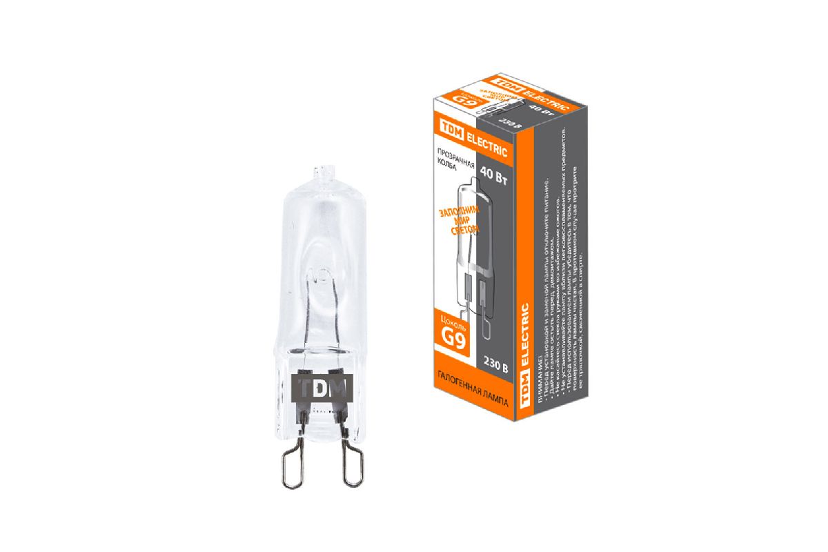 Лампа галогенная TDM Electric G9 40W 3000K прозрачная SQ0341-0056