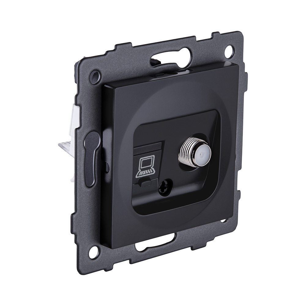 Розетка двойная спутниковая SAT + RJ45 Cat.6, черный матовый Kollinger REA-014BM для Aspekt, Eleganz, Reflex
