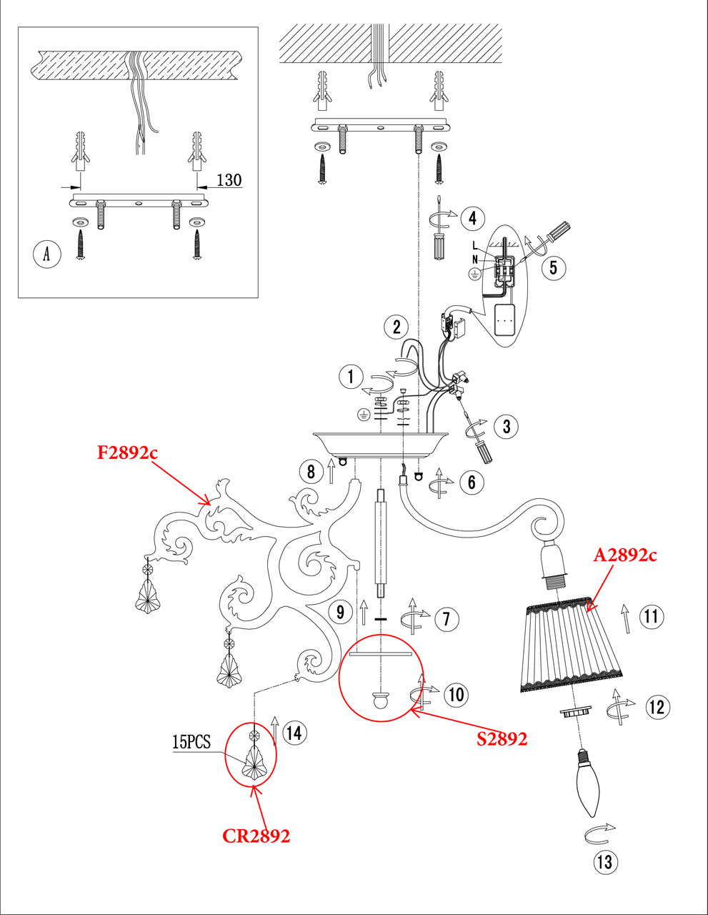 Потолочная люстра Odeon Light Gronta 2892/5C