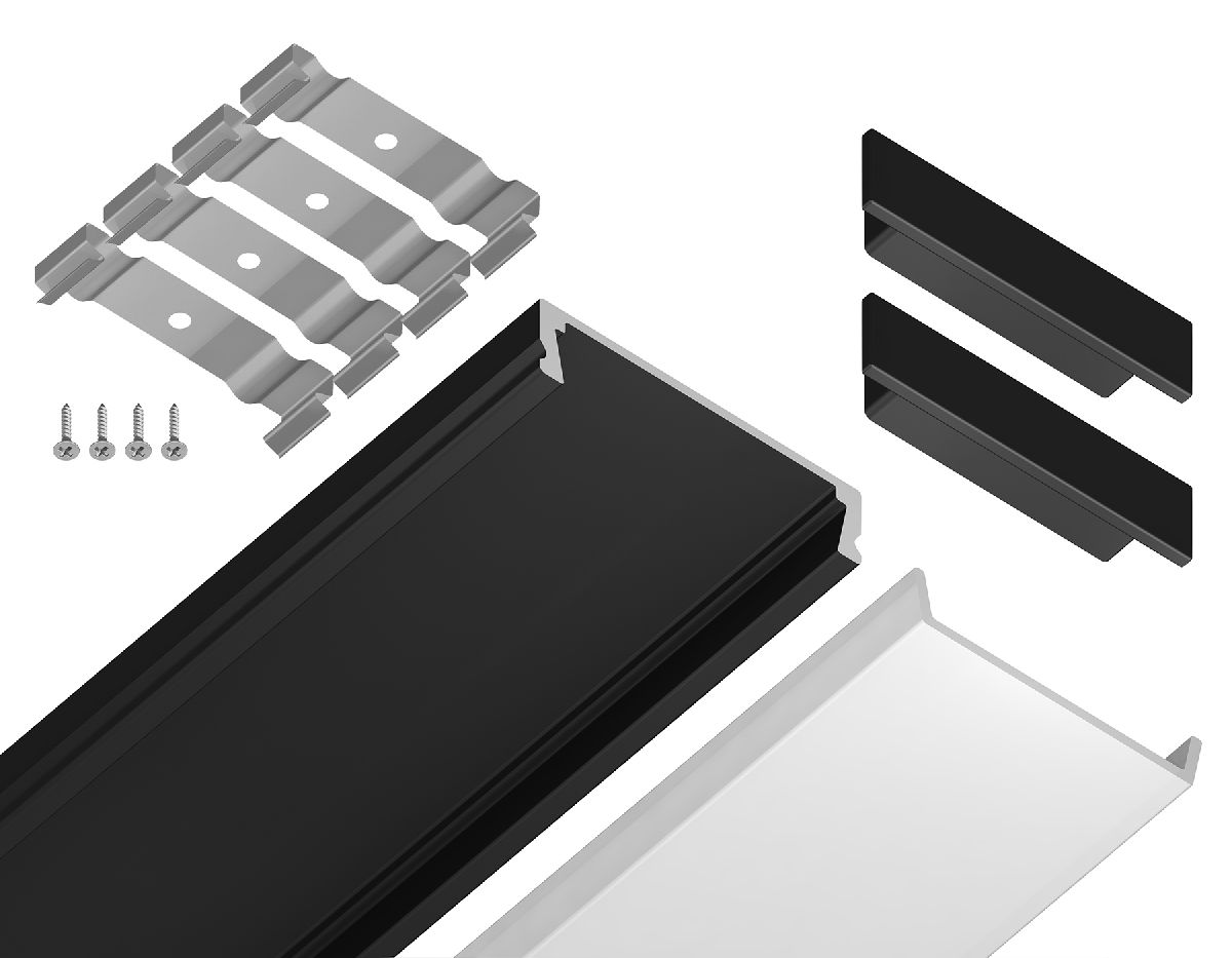 Алюминиевый накладной профиль Ambrella Light Alum Profile GP1800BK