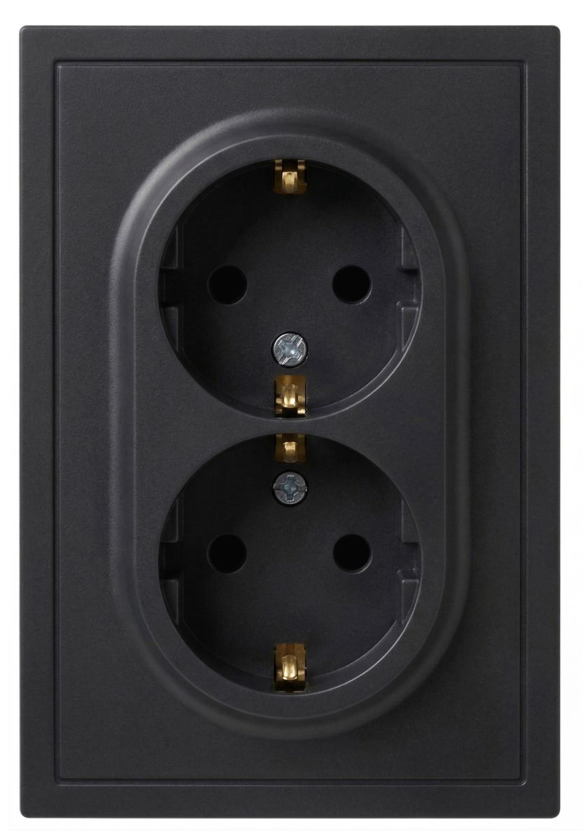 Розетка Эра Galaxy 15-2104-05 с заземлением двойная 2X2P+E Schuko 16А-250В IP20 антрацит Б0070685