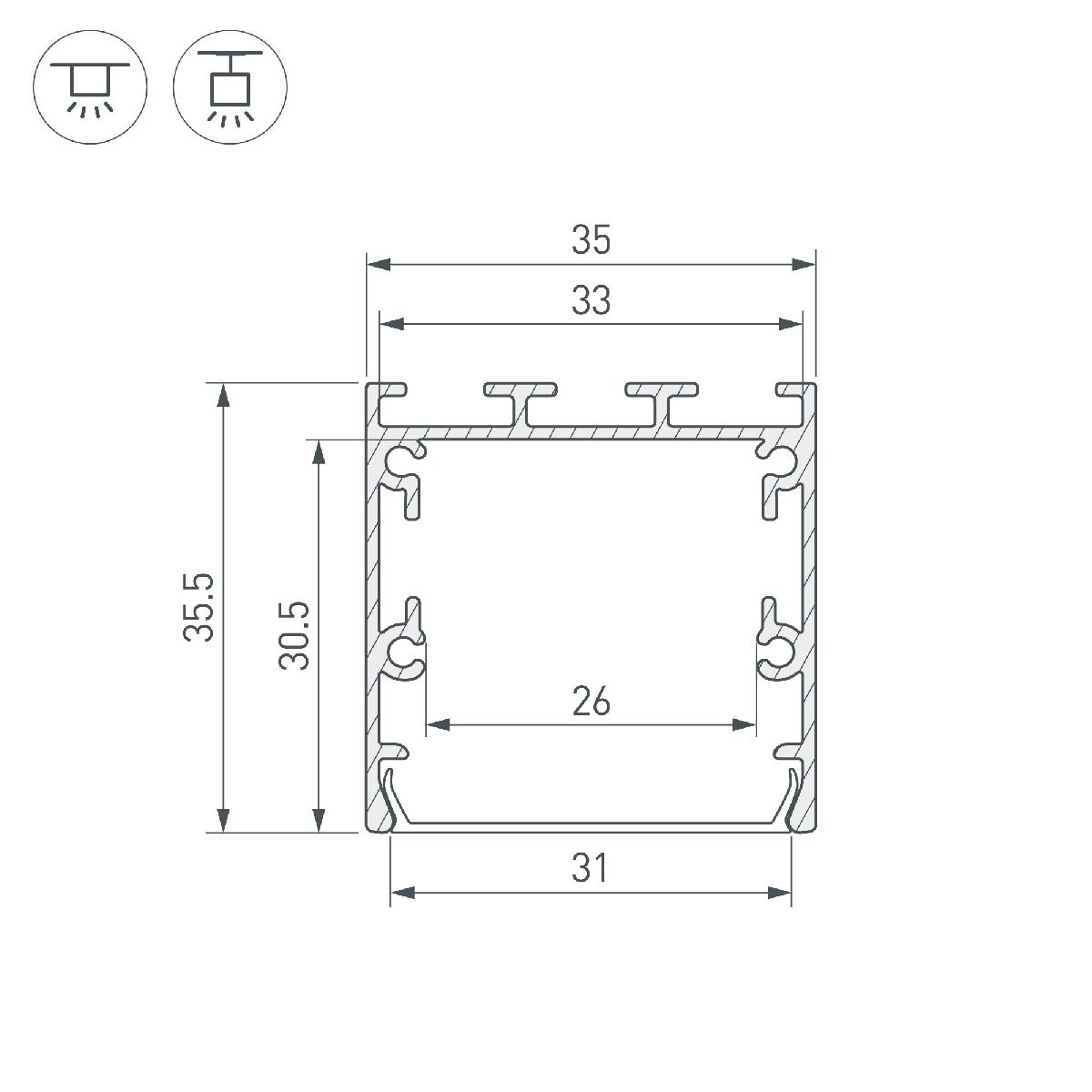 Алюминиевый профиль Arlight LINE-S-3535-3000 ANOD 041826