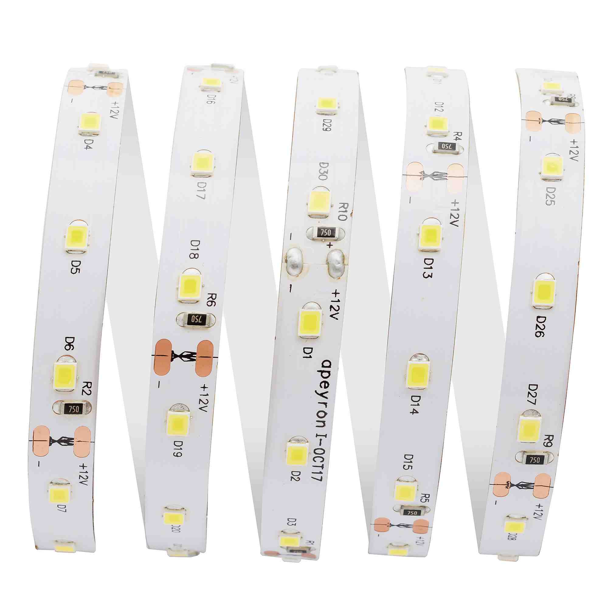 Светодиодная лента Apeyron 12В СТ 8Вт/м smd2835 60д/м IP20 800Лм/м 4000К 00-130