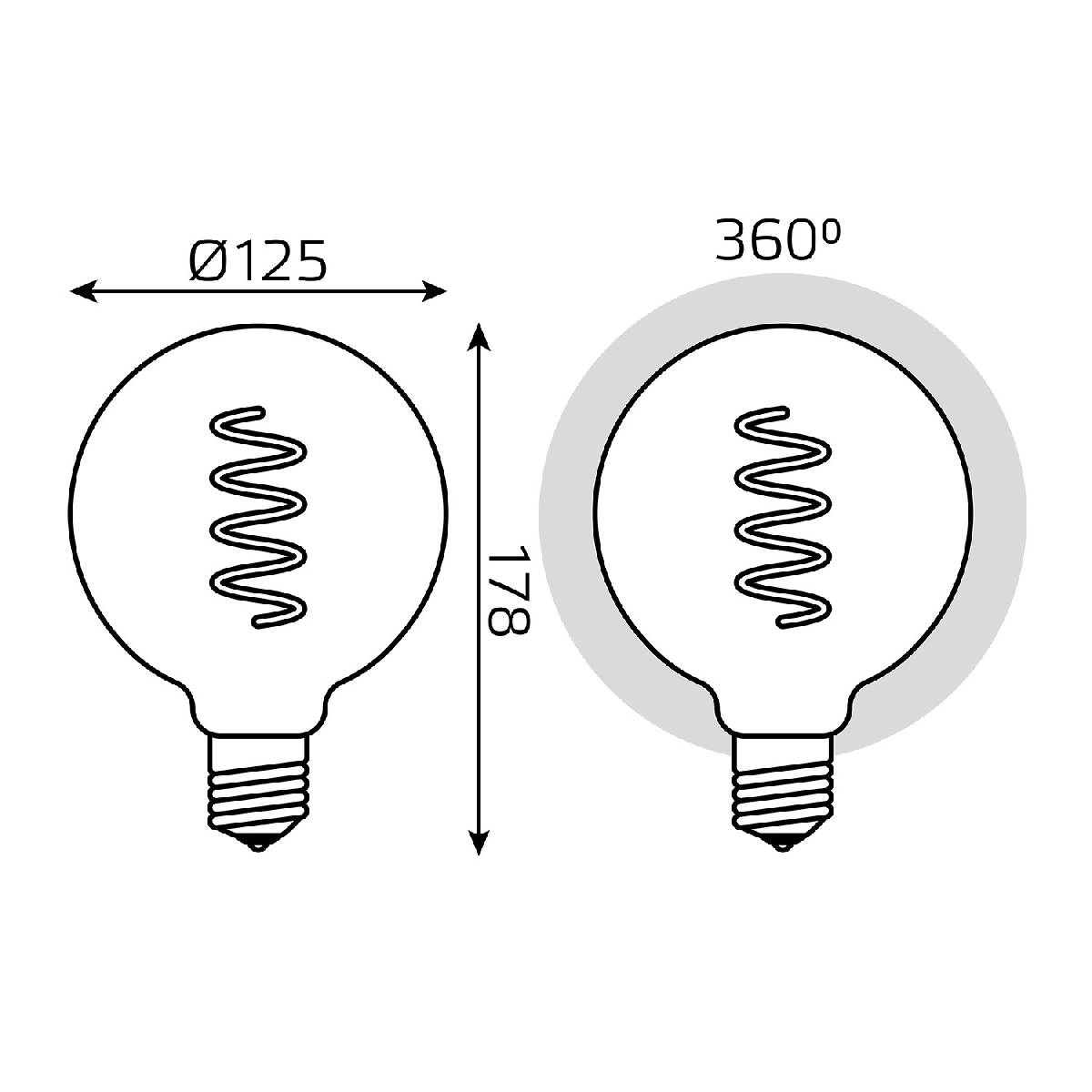 Лампа светодиодная диммируемая филаментная Gauss E27 5W 1800K шар розовый 1011802105