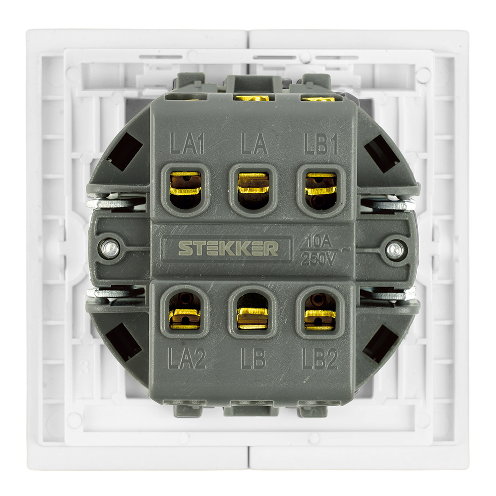 Переключатель 2-клавишный (механизм) Stekker Мия 250В 10А RSW10-3107-01 белая магнолия 50434