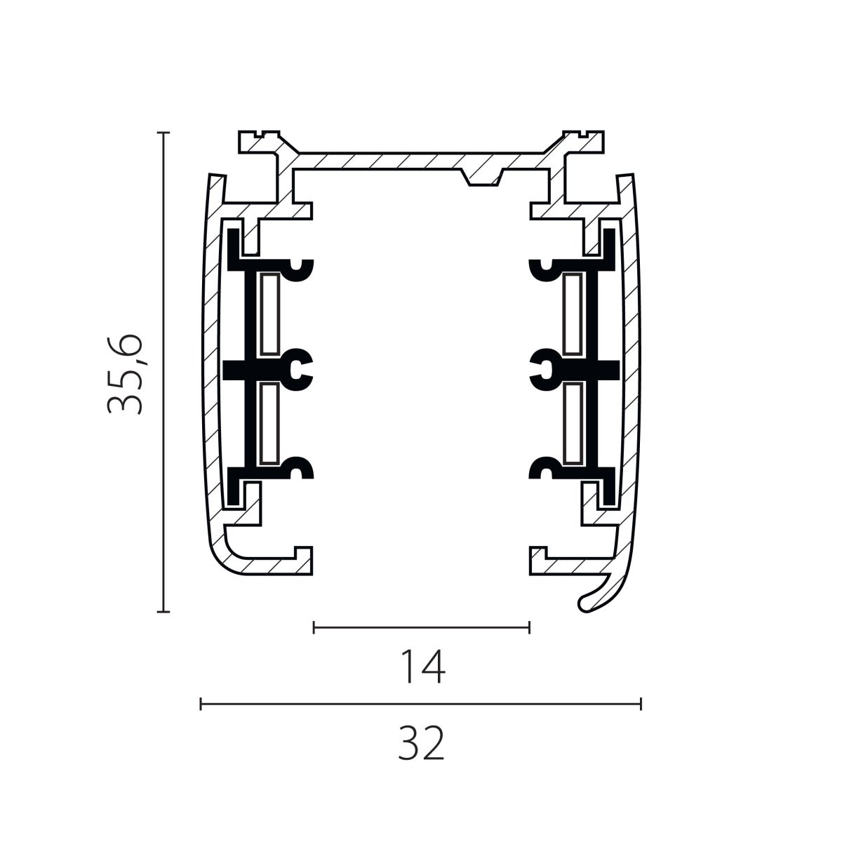 Шинопровод четырехконтактный трехфазный стыковочными пазами (плоские медные жилы), 2м Lightstar Quattro 504025-F