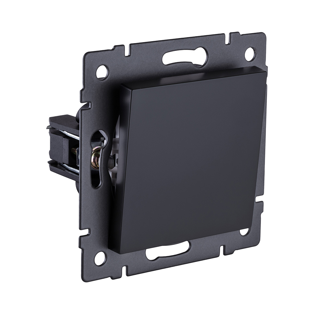 Выключатель кнопочный 1-клавишный 10А/250В, черный матовый Kollinger REA-S-005BM для Aspekt, Eleganz, Reflex