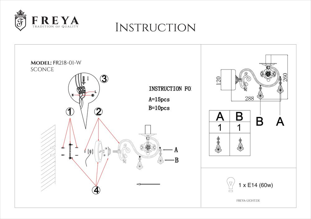 Бра Freya Faberge FR3218-WL-01-WG