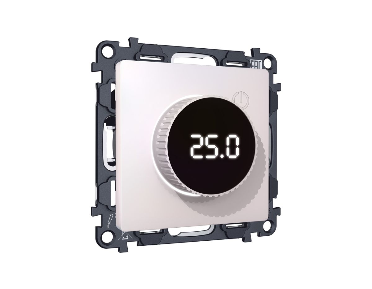 Комплект механизма терморегулятора с цифровым дисплеем с подсветкой и датчиком для теплого пола 16A-250V Alfa Жемчуг Quant Ambrella Volt MA205810 (AP2058, VM1385)