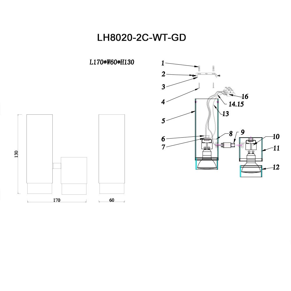 Спот Lumien Hall Саурис LH8020/2C-WT-GD УЦ