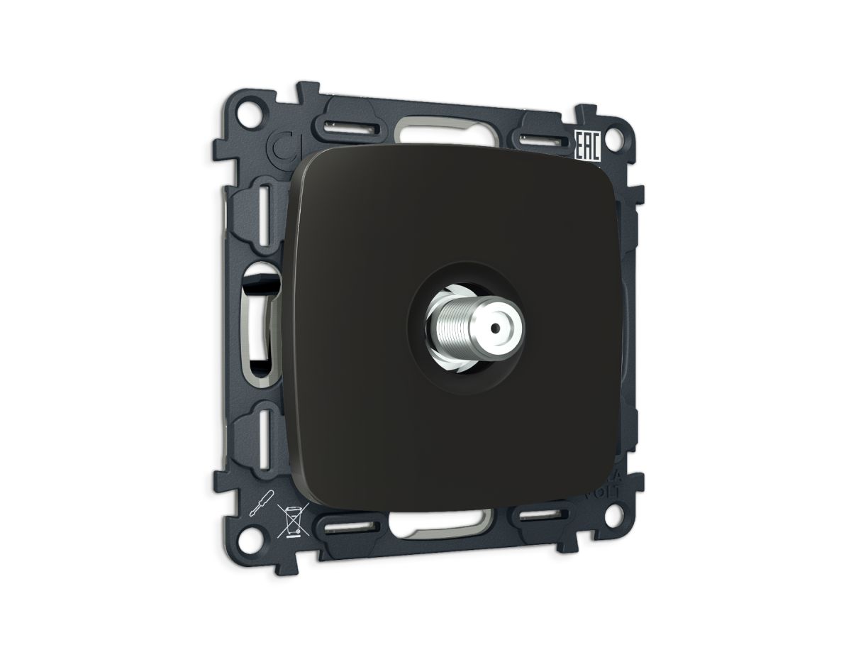 Комплект механизма TV розетки Ambrella Volt SAT 5-2400MHz 3.5dB OMEGA MO813050 Черный матовый QUANT (OP8130, VM215)