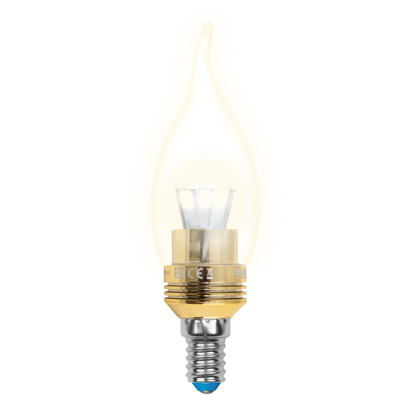 Лампа светодиодная (10059) Uniel E14 5W 3000K прозрачная LED-CW37P-5W/WW/E14/CL ALC02GD