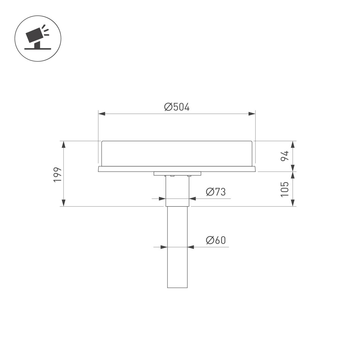 Уличный светильник Arlight OXOR-LEIS-BUE-504x504x199-30W Day4000 (BK, 120 deg, 230V) IP66 058188