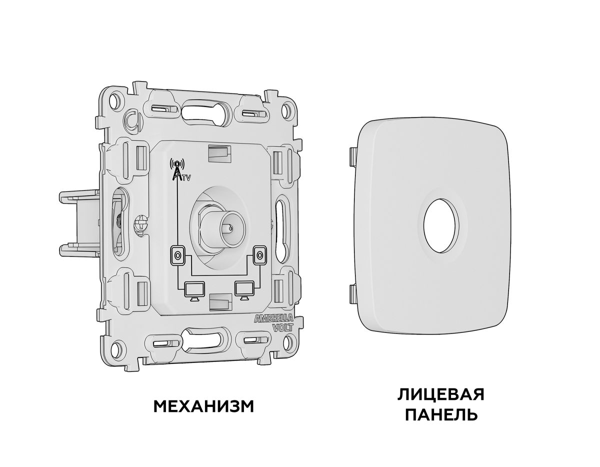 Комплект механизма TV розетки проходной Ambrella Volt Omega (OP1130, VM211) MO113030