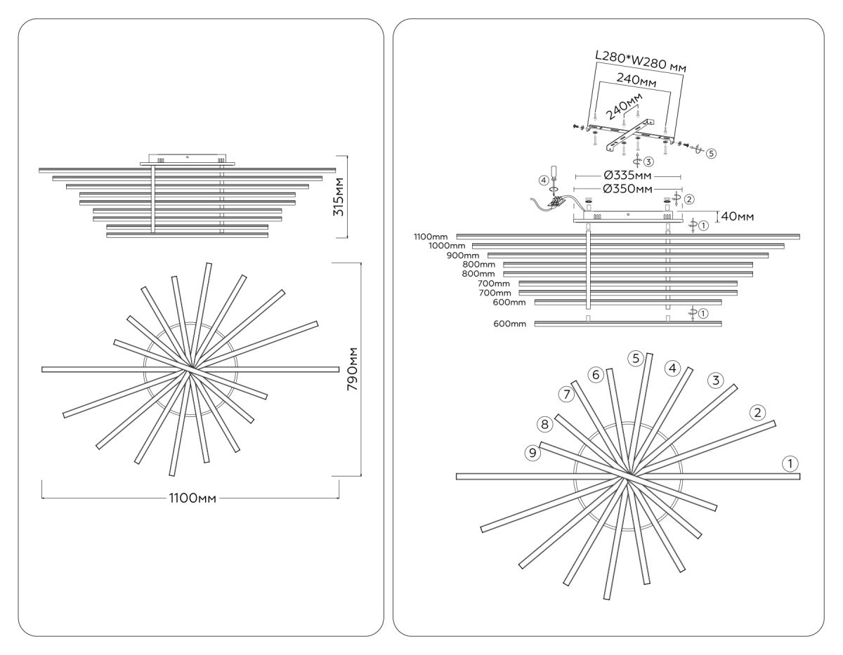 Потолочная люстра Ambrella Light Comfort LineTech FL6292