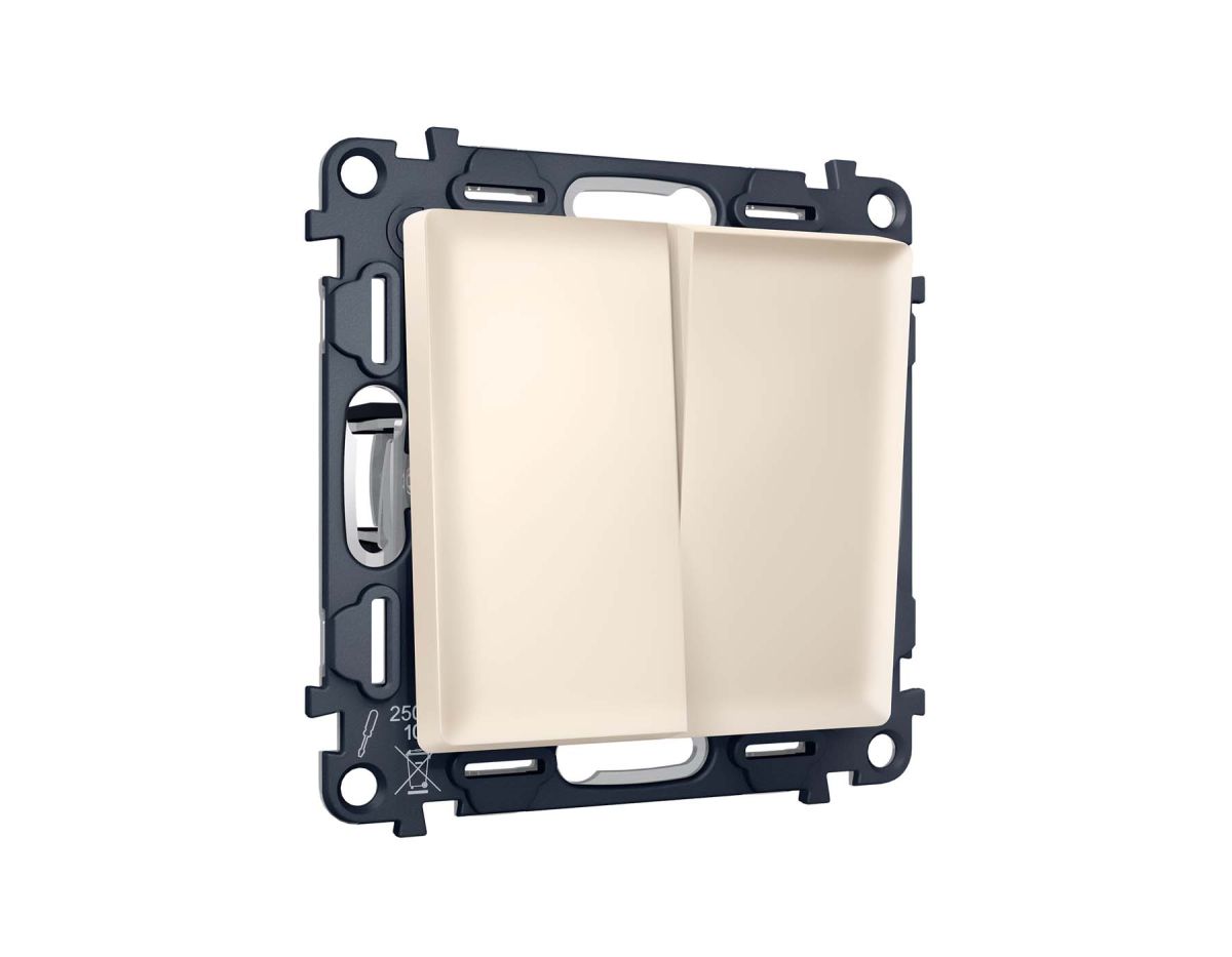 Комплект механизма 2-клавишного перекрестного выключателя 10A-250V Alfa Бежевый матовый Quant Ambrella Volt MA323030 (AP3230, VM125)