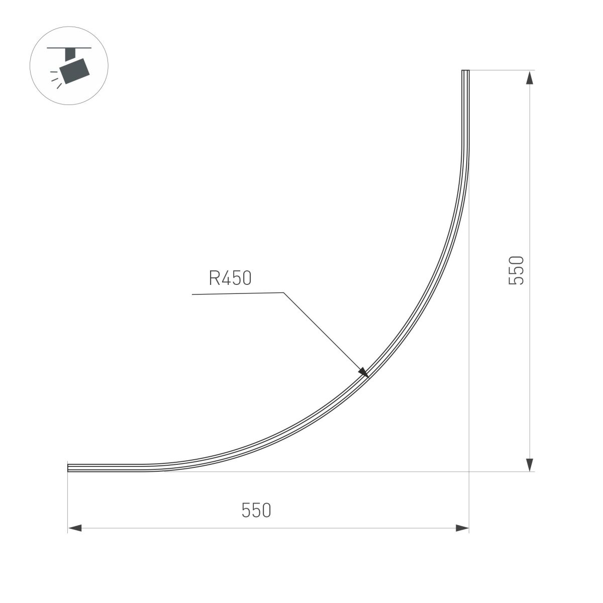 Шинопровод магнитный накладной  Arlight MAG-MICROCOSM-TRACK-1115-ARC-R900 (BK) (IP20 Металл) 043248(1)