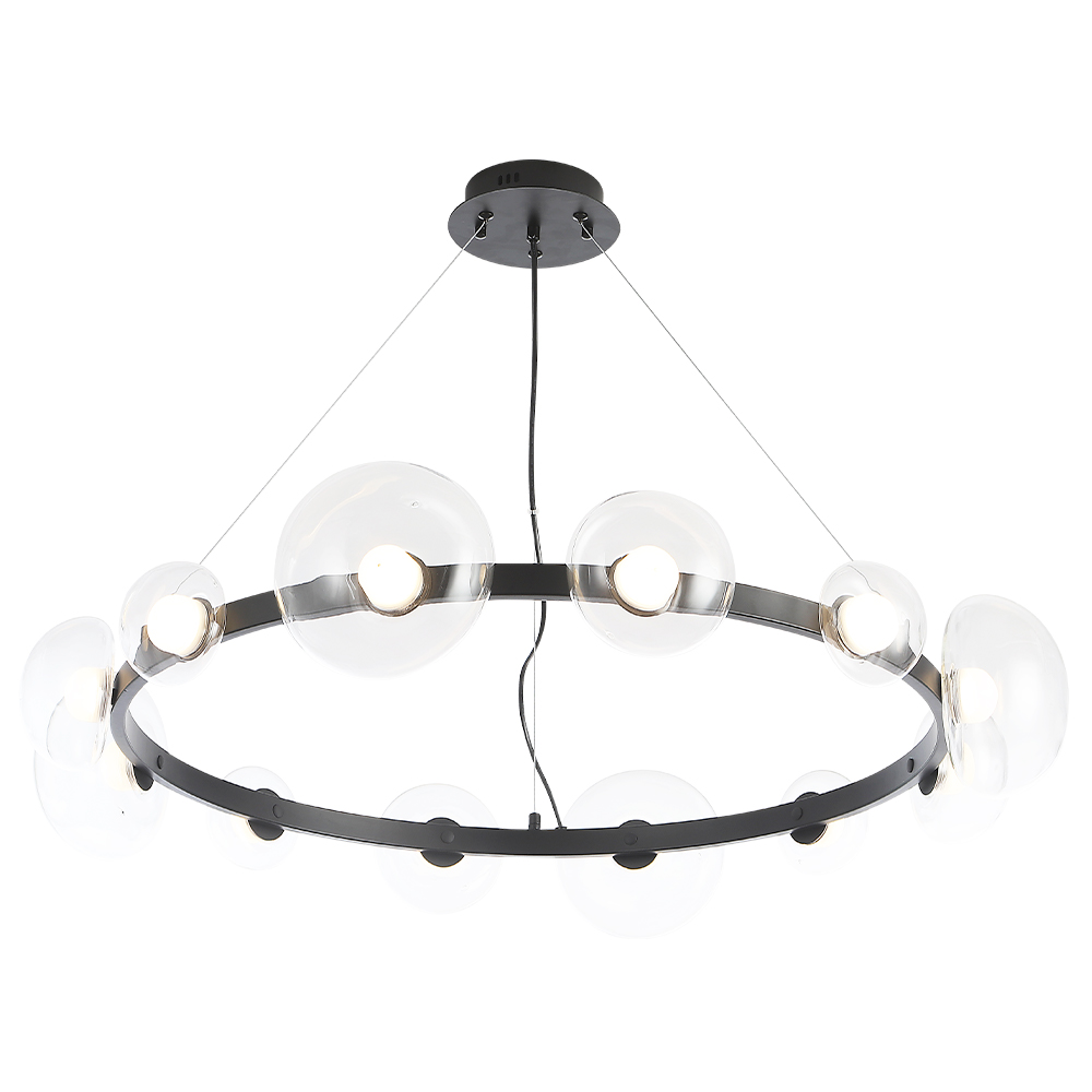 Подвесная люстра шар Crystal Lux BOSQUE SP12 BLACK/TRANSPARENT