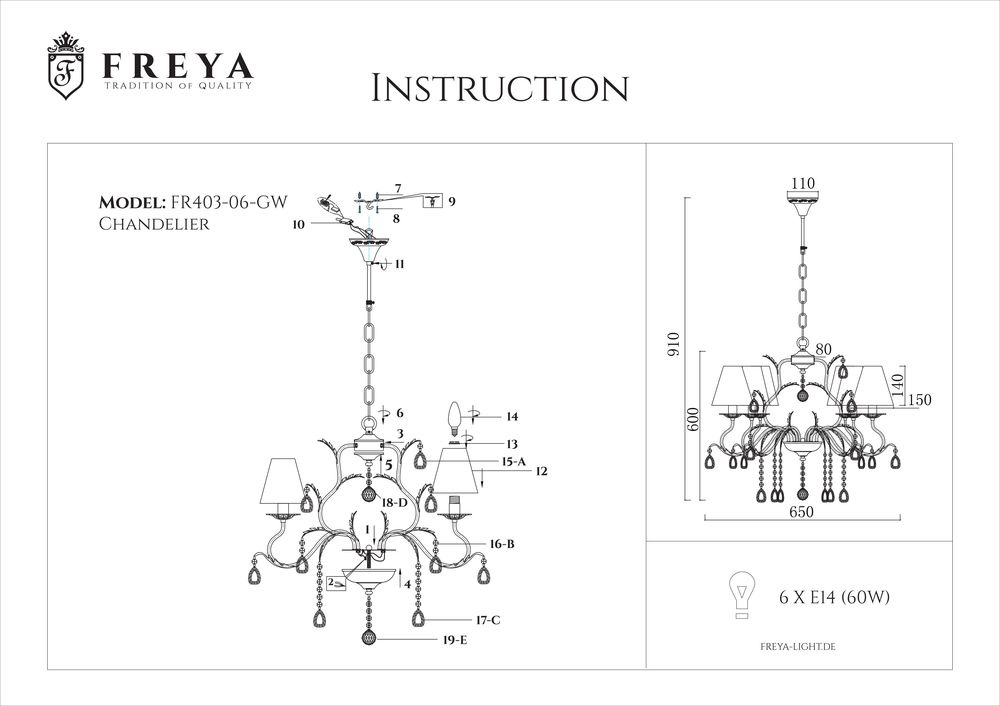 Подвесная люстра Freya Susie FR3403-PL-06-WG