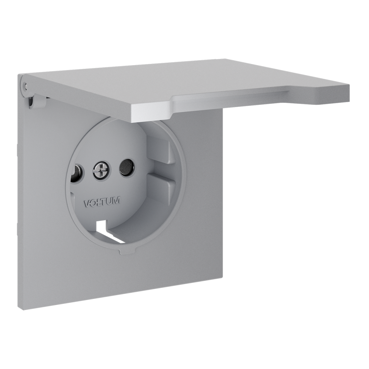 Накладка для розетки с заземлением, защитными шторками и крышкой Voltum S70 (серый) VLS000816