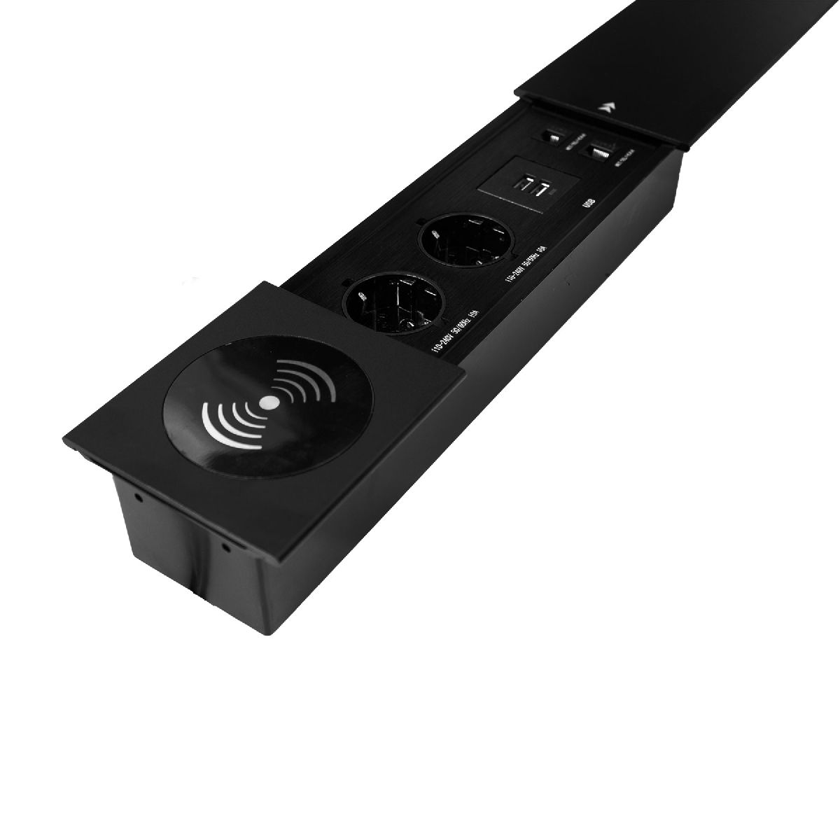 Блок розеток JX (Slide Top) (2 секции RJ-45 + 2 USB беспр.зарядка с кабелем питания) Mebax 00-00002893