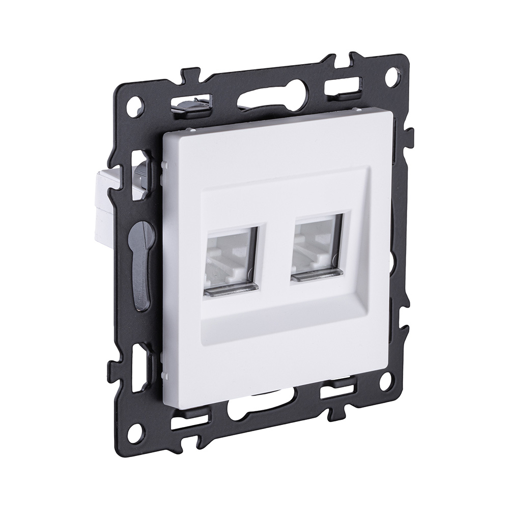 Розетка двойная Ethernet RJ45 Cat.6, белый Kollinger Asthetik AS-018WH