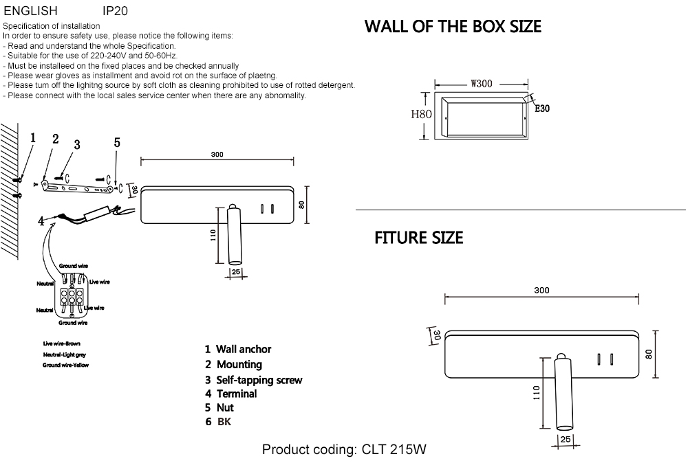 Настенный светильник Crystal Lux CLT 215W  BL