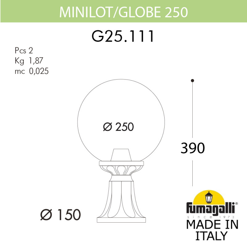 Садовый светильник Fumagalli G25.111.000.AXE27