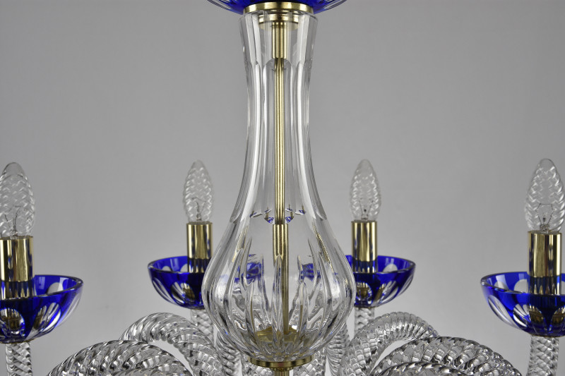 Подвесная люстра Bohemia Ivele Crystal 1308/12+6/360/2d G Cl/Clear-Blue/H-1I