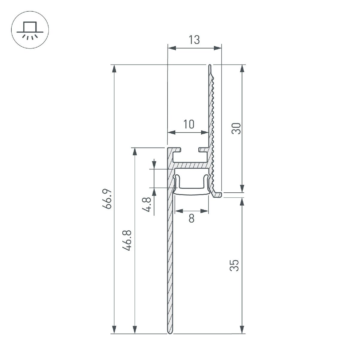 Профиль Arlight PLINTUS-FANTOM-BENT-H35-SIDE-2000 WHITE 043675