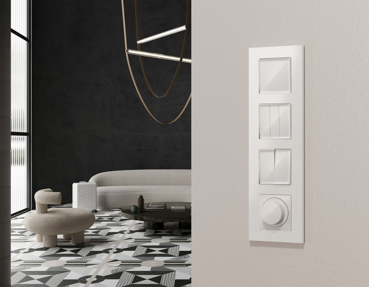 Комплект механизма 2-клавишного перекрестного выключателя 10A-250V Alfa Белый глянец Quant Ambrella Volt MA103030 (AP1030, VM125)