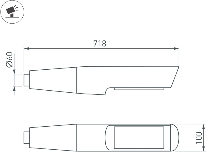 Уличный светильник Arlight OXOR-NOXT-EMP-718x100-50W Day4000 (BK, 120 deg, 230V) IP65 052480