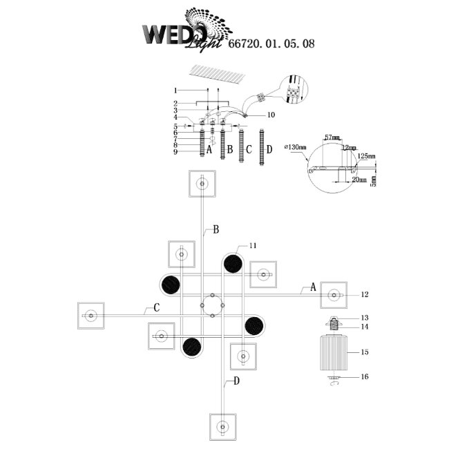 Потолочная люстра Wedo Light Hendrika 66720.01.05.08