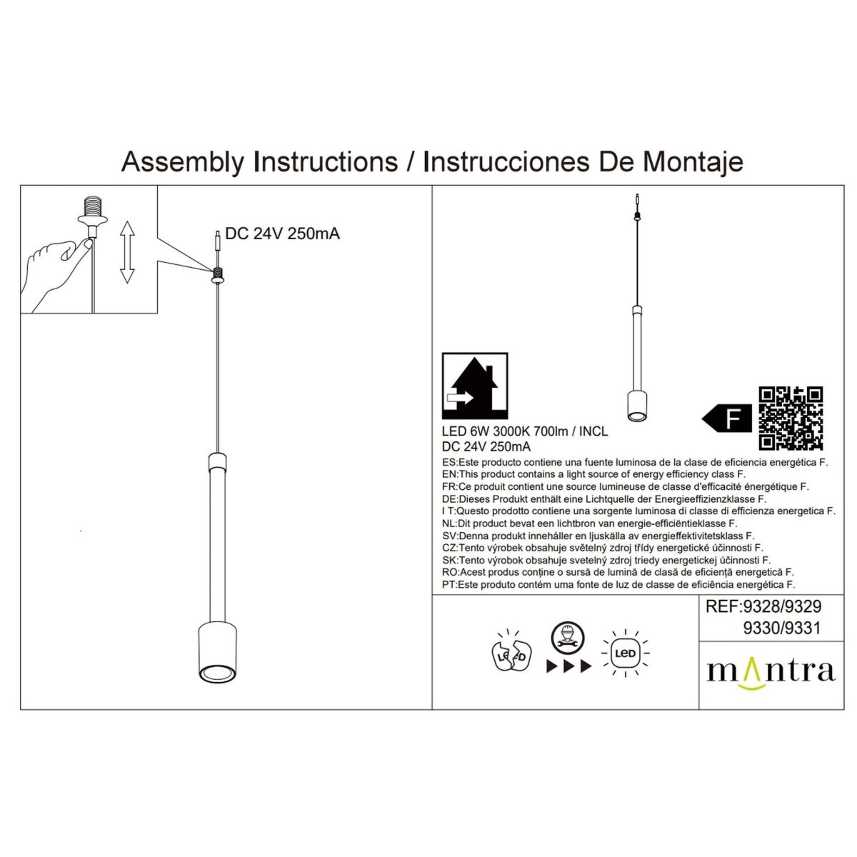 Подвесной модульный светильник без основания Mantra Fugaz 9328
