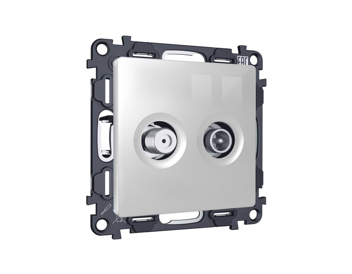 Комплект механизма розетки TV оконечной + SAT 5-862MHz 3.5dB/950-2150MHz 3.5dB Alfa Серебро глянец Quant Ambrella Volt MA413310 (AP4133, VM217)