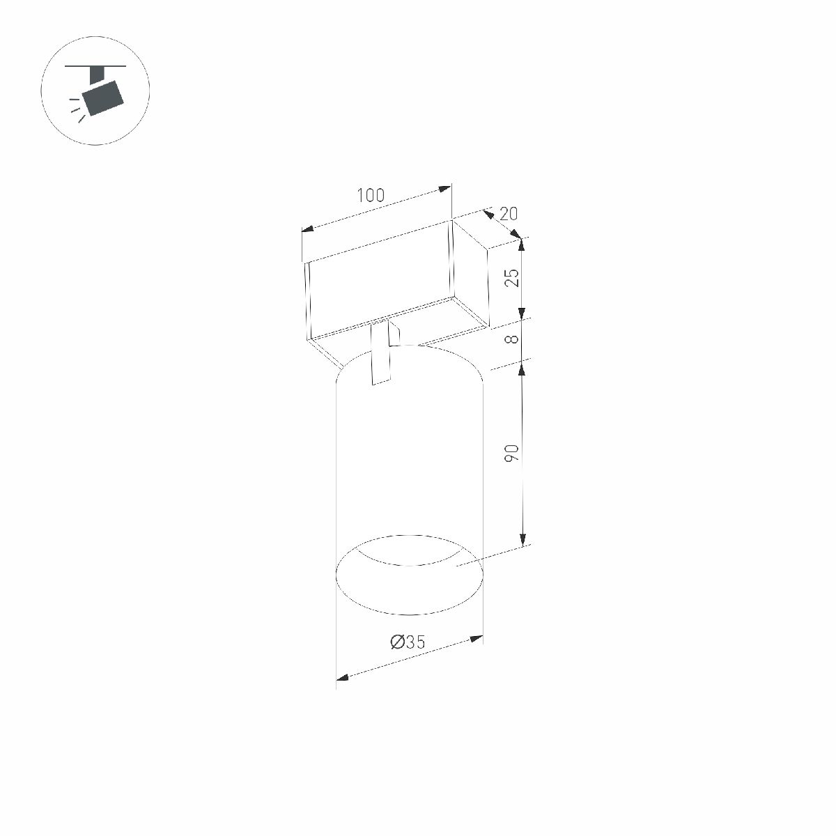 Трековый магнитный светильник Arlight MAG-SPOT-25-R90-9W Warm3000 035001(1)