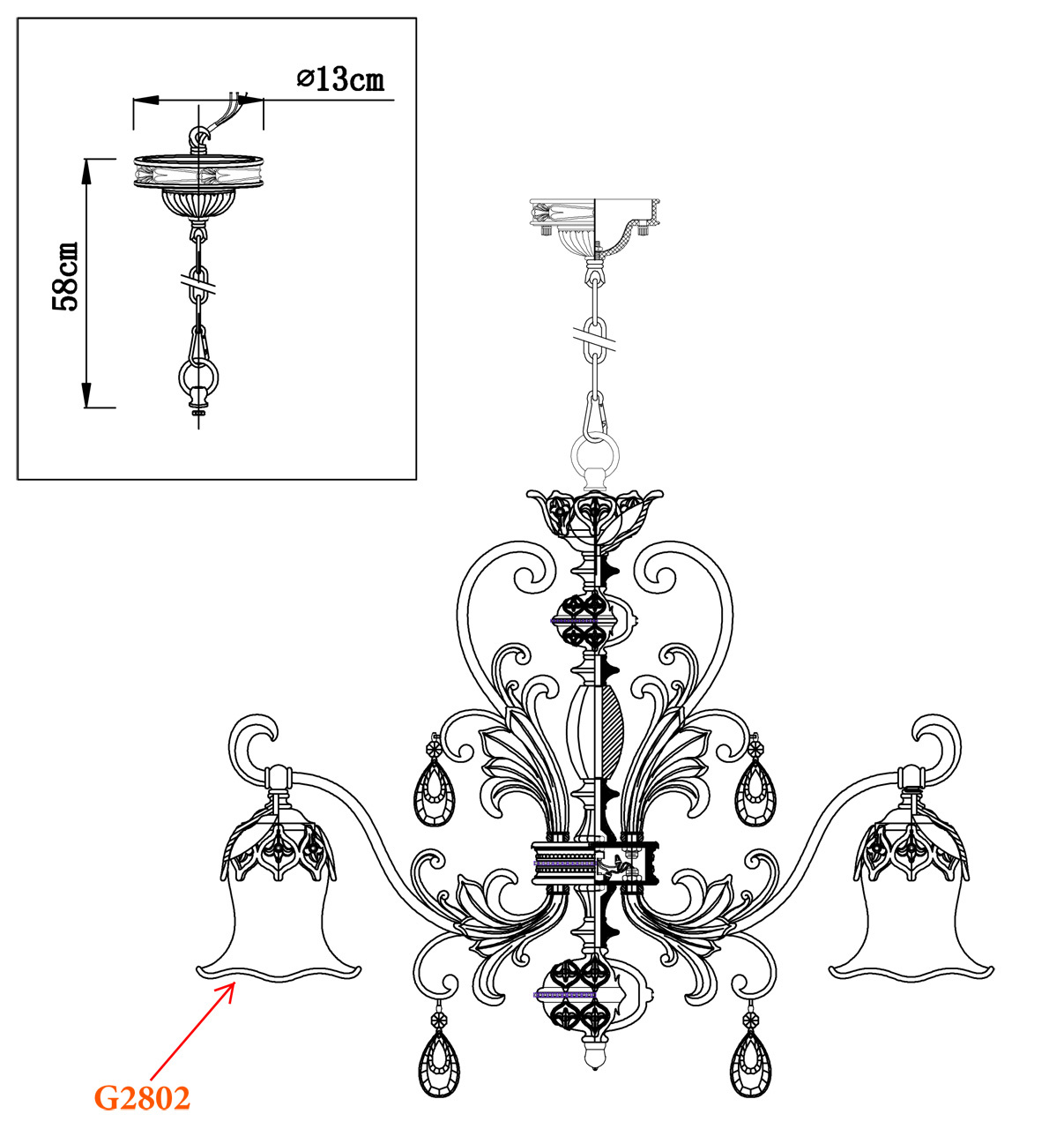 Подвесная люстра Odeon Light Safira 2802/6