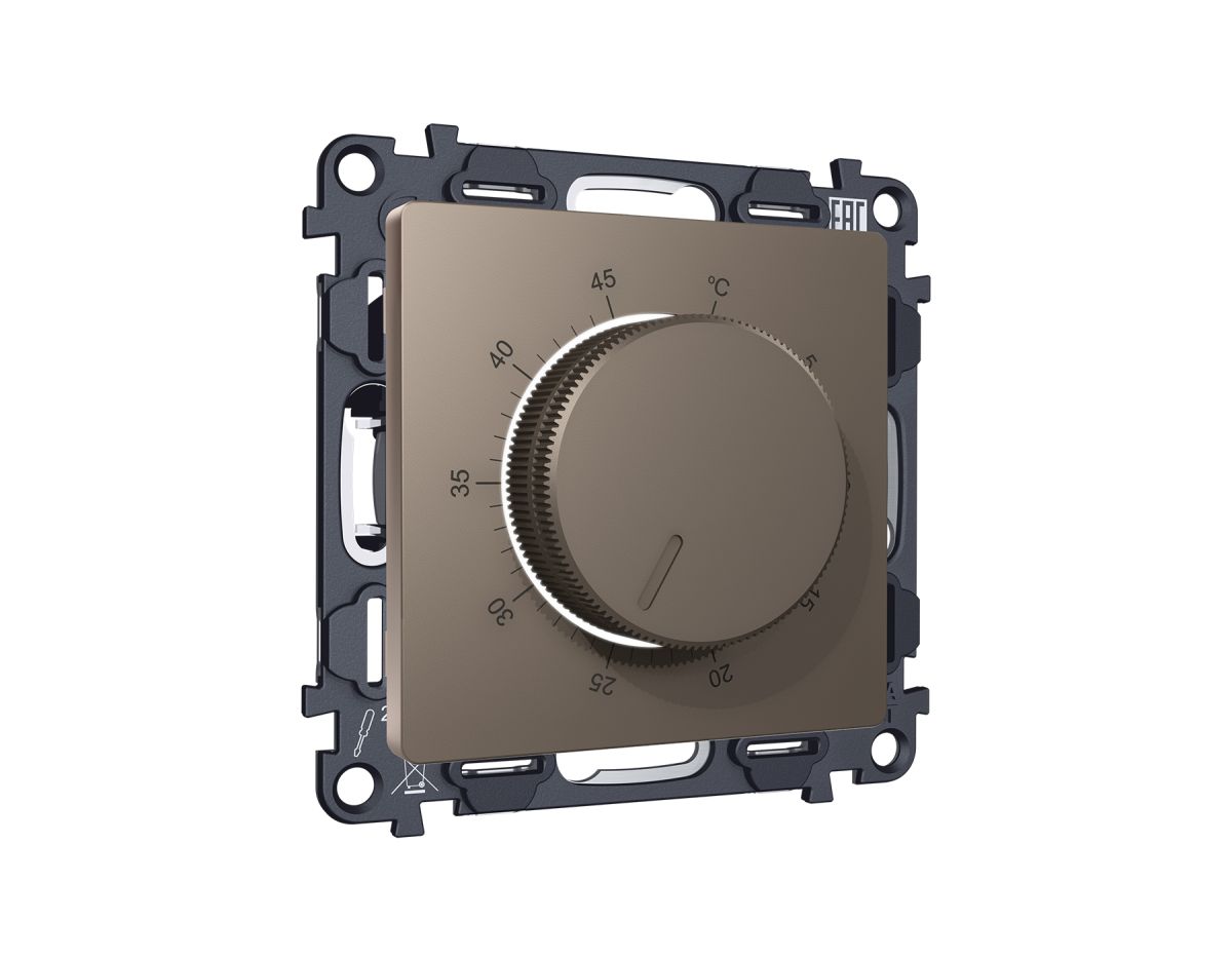 Комплект механизма терморегулятора с датчиком для теплого пола с подсветкой 16A-250V Alfa Темная бронза матовый Quant Ambrella Volt MA635710 (AP6357, VM1381)