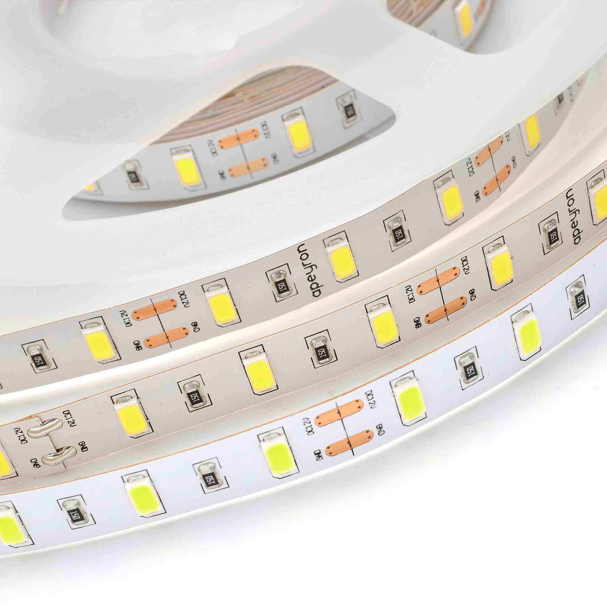 Светодиодная лента Apeyron 12В СТ 9,6Вт/м smd5630, 60д/м IP20 1400Лм/м 2м 6500К 203BL