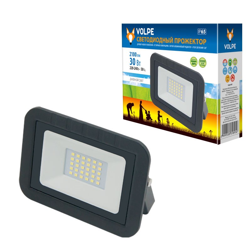 Прожектор светодиодный (UL-00000239) Volpe 30W ULF-Q511 30W/DW IP65 220-240В Black