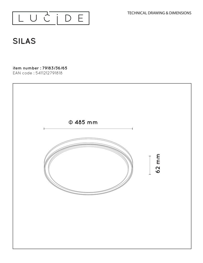 Потолочный светильник Lucide Silas 79183/36/65