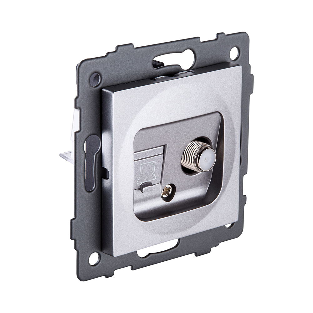 Розетка двойная спутниковая SAT + RJ45 Cat.6, серый Kollinger REA-022GY для Aspekt, Eleganz, Reflex