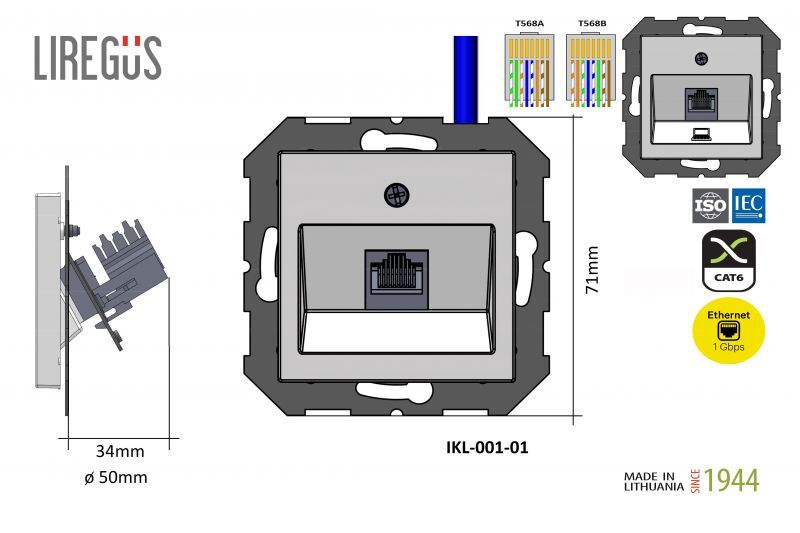 Розетка компьютерная (RJ45) Liregus Retro 29-235
