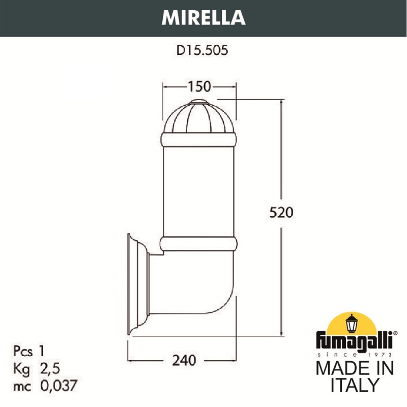Уличный настенный светильник Fumagalli D15.505.000.WXE27H.FRA