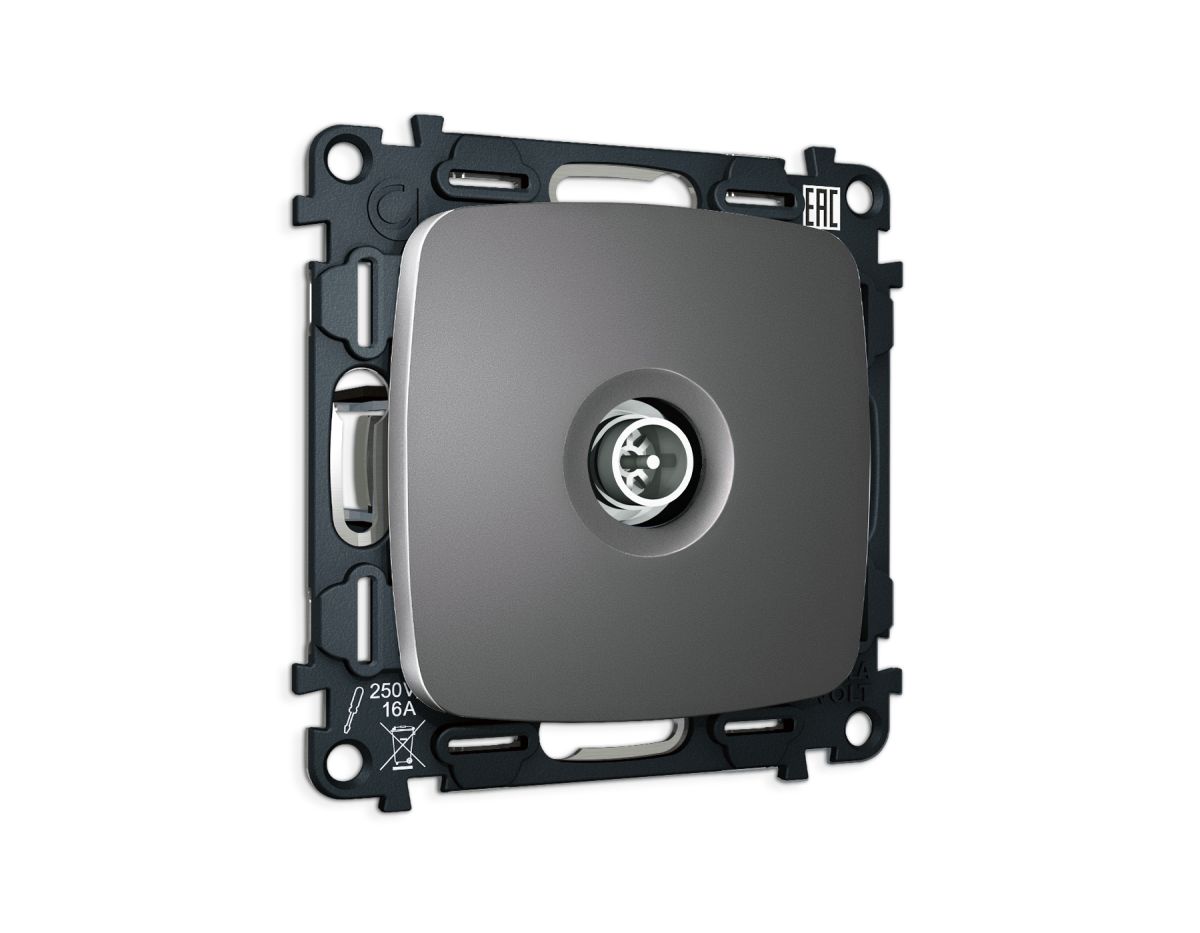 Комплект механизма TV розетки Ambrella Volt оконечной экранированной 5-1000MHz 3dB OMEGA MO663005 Антрацит серый QUANT (OP6630, VM199)