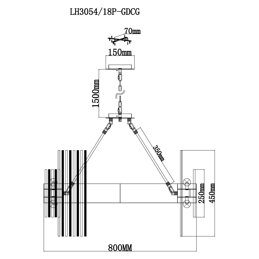 Подвесная люстра Lumien Hall Флоридия LH3054/18P-GDCG