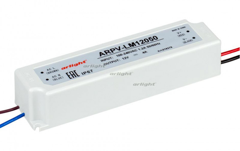 Блок питания Arlight ARPV-LV12050-A (12V, 4.0A, 48W) 018379