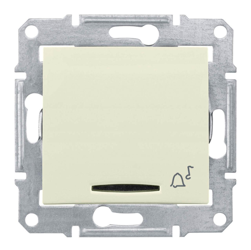 Выключатель кнопочный с синей подсветкой Звонок Schneider Electric Sedna 10A 250V SDN1600447