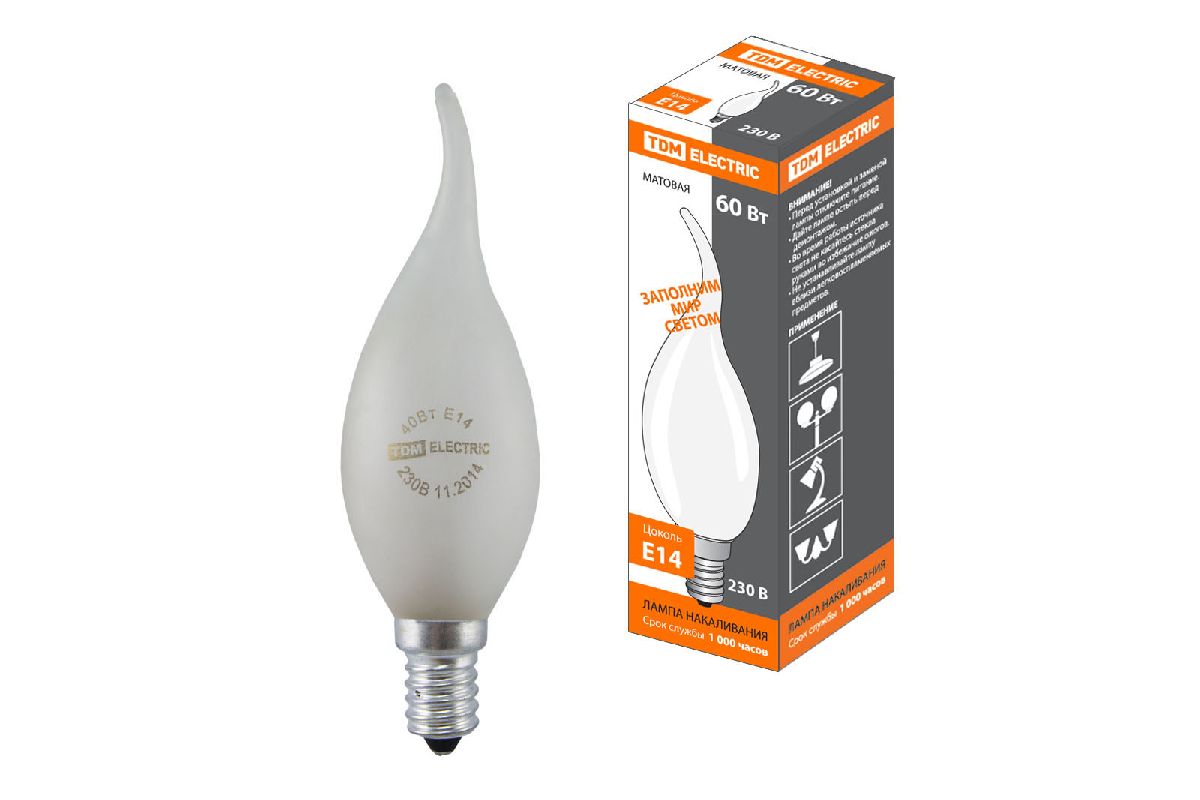 Лампа накаливания TDM Electric Е14 60W матовая SQ0332-0024